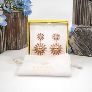 Kendra Scott Madison Daisy Statement Gold Azalea Opulent Crystal Earrings NWT